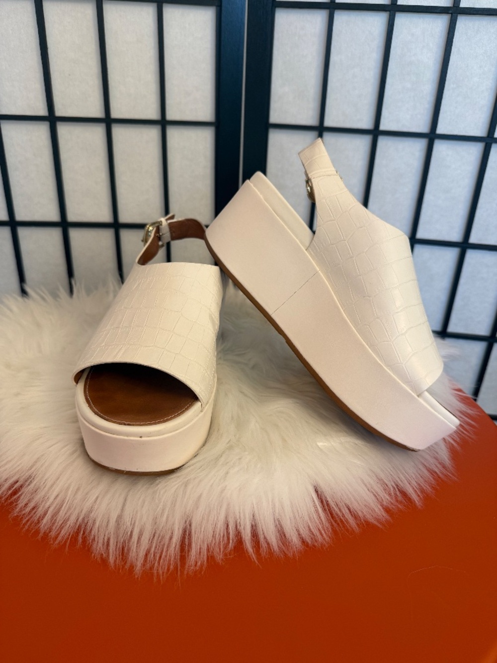 FitFlop Eloise Leather Crocodile Slingback Wedge Sandals - Picture 2 of 5